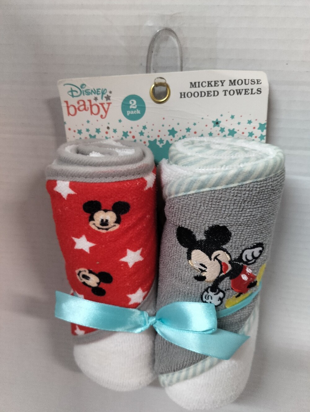 Disney Baby Mickey Mouse Hooded Towels - Red & Gray